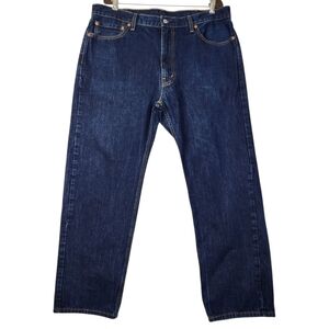 Levis 505 Mens Size W40 L30 Dark Blue Zip Fly Blank Red Tab Straight Leg Jeans